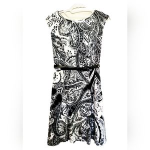 Inc. International Concepts Black and White Paisley Dress US Size 2